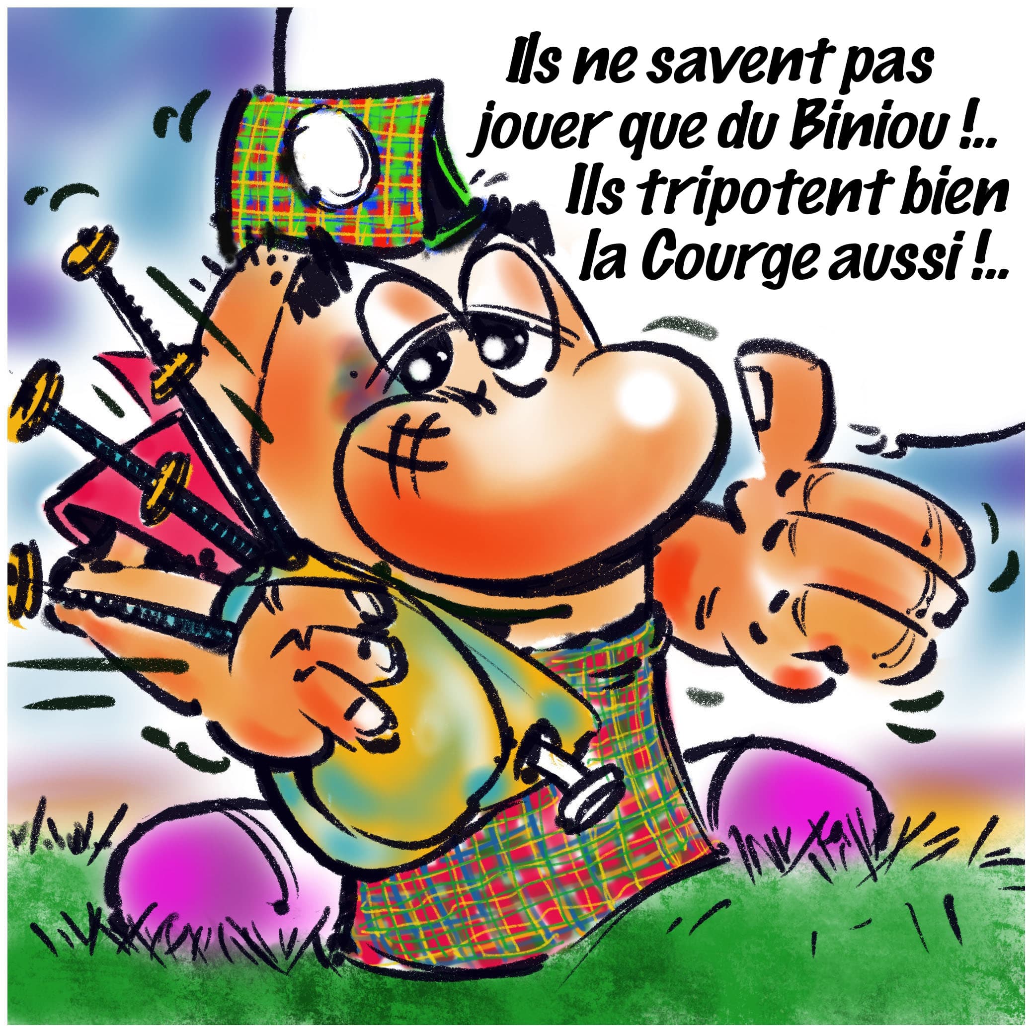 On c'est fait Ecosser comme des bleus !... 50 à 40 ! Qui l'eut cru !.... — Peinture originale de Michel Carpentier