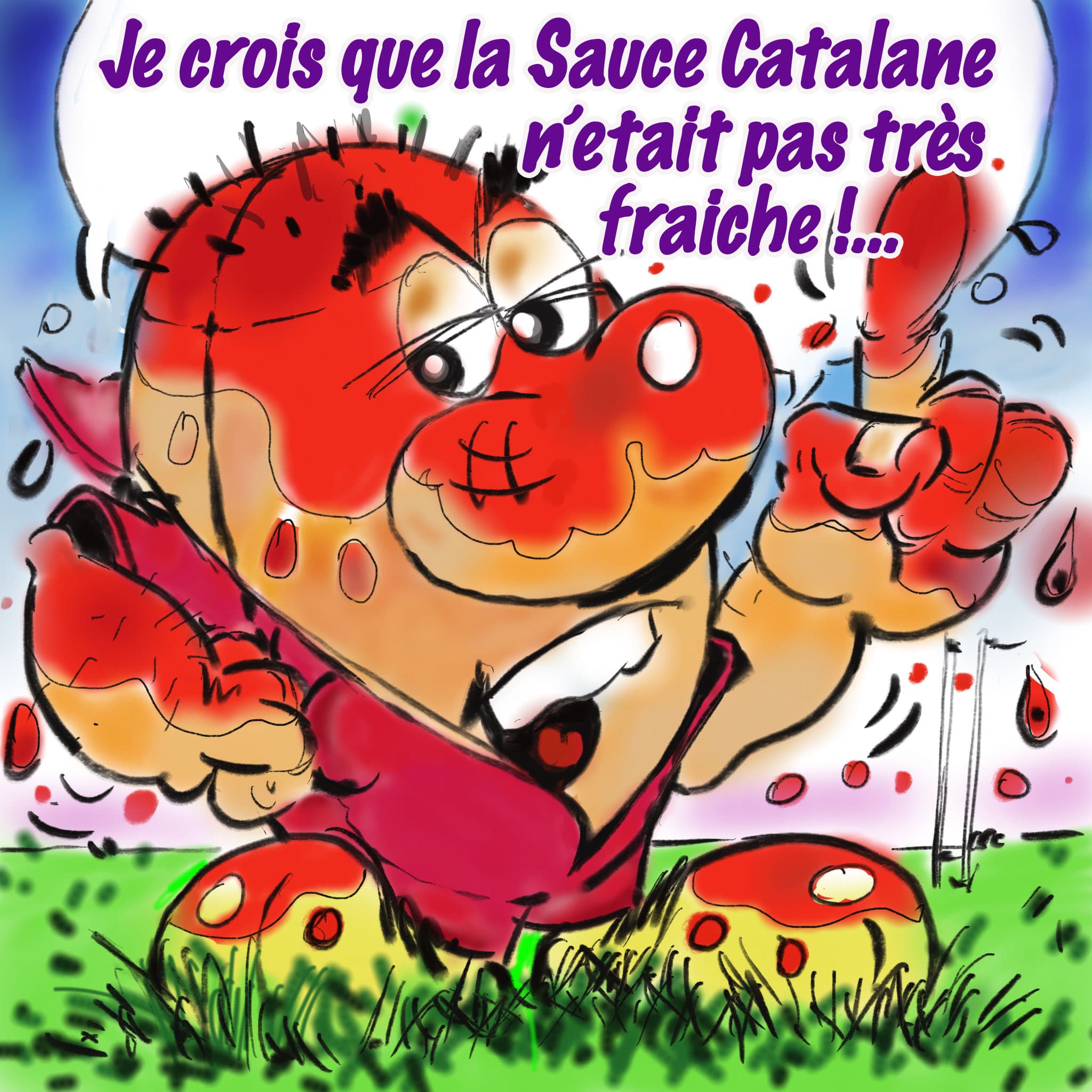 Bravo les catalans , 48 à 25 ! Rien à dire !.... — Peinture originale de Michel Carpentier
